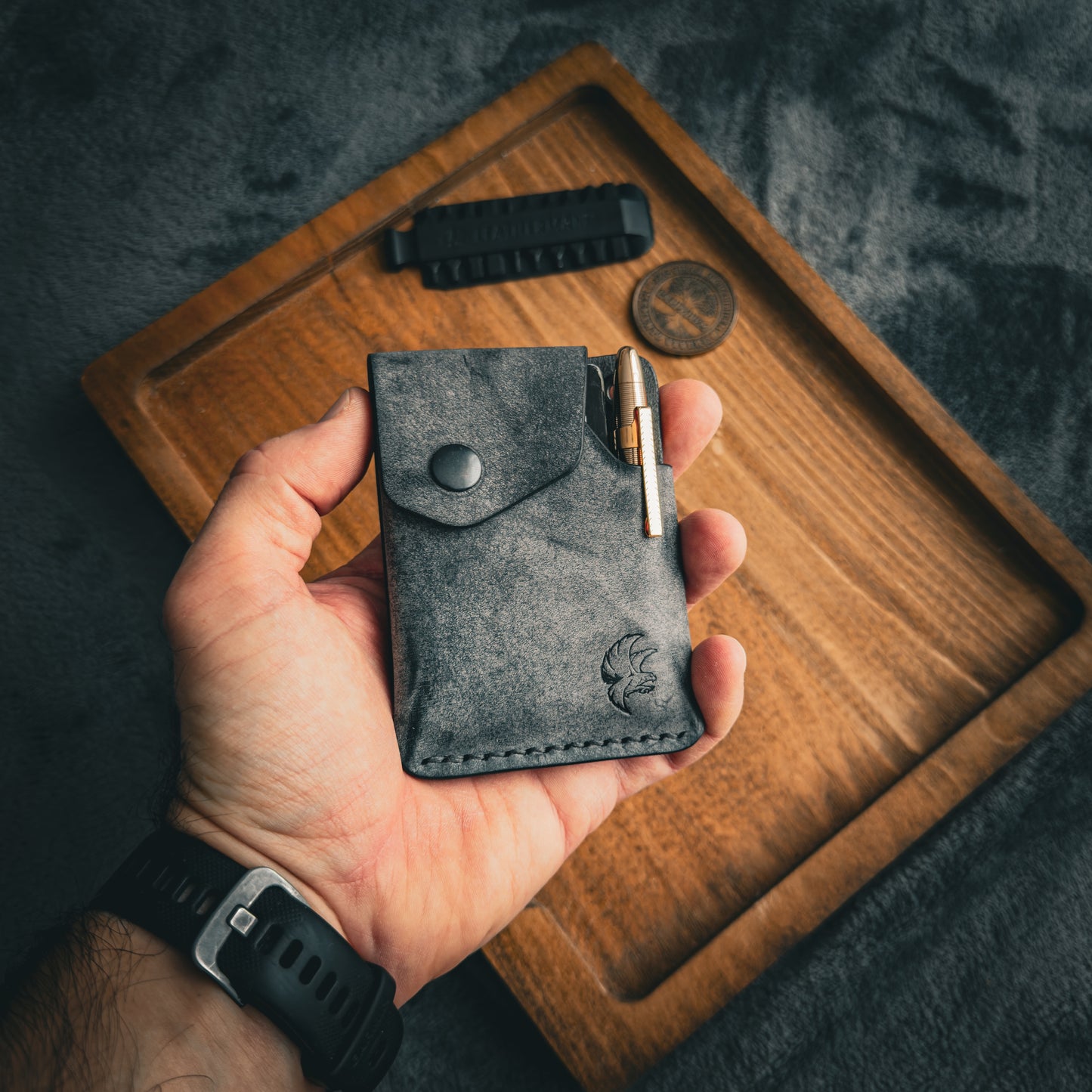 Handgemachte minimalistische Lederbrieftasche