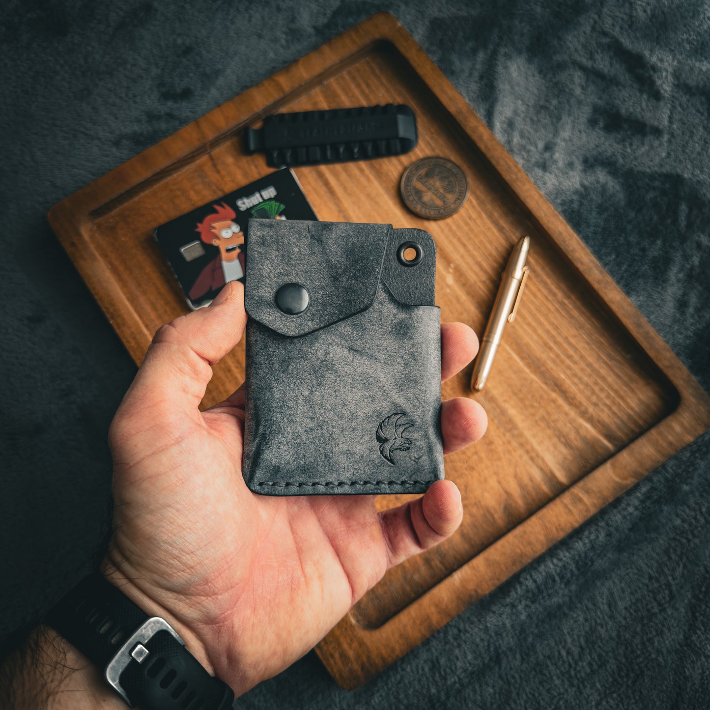 Handgemachte minimalistische Lederbrieftasche