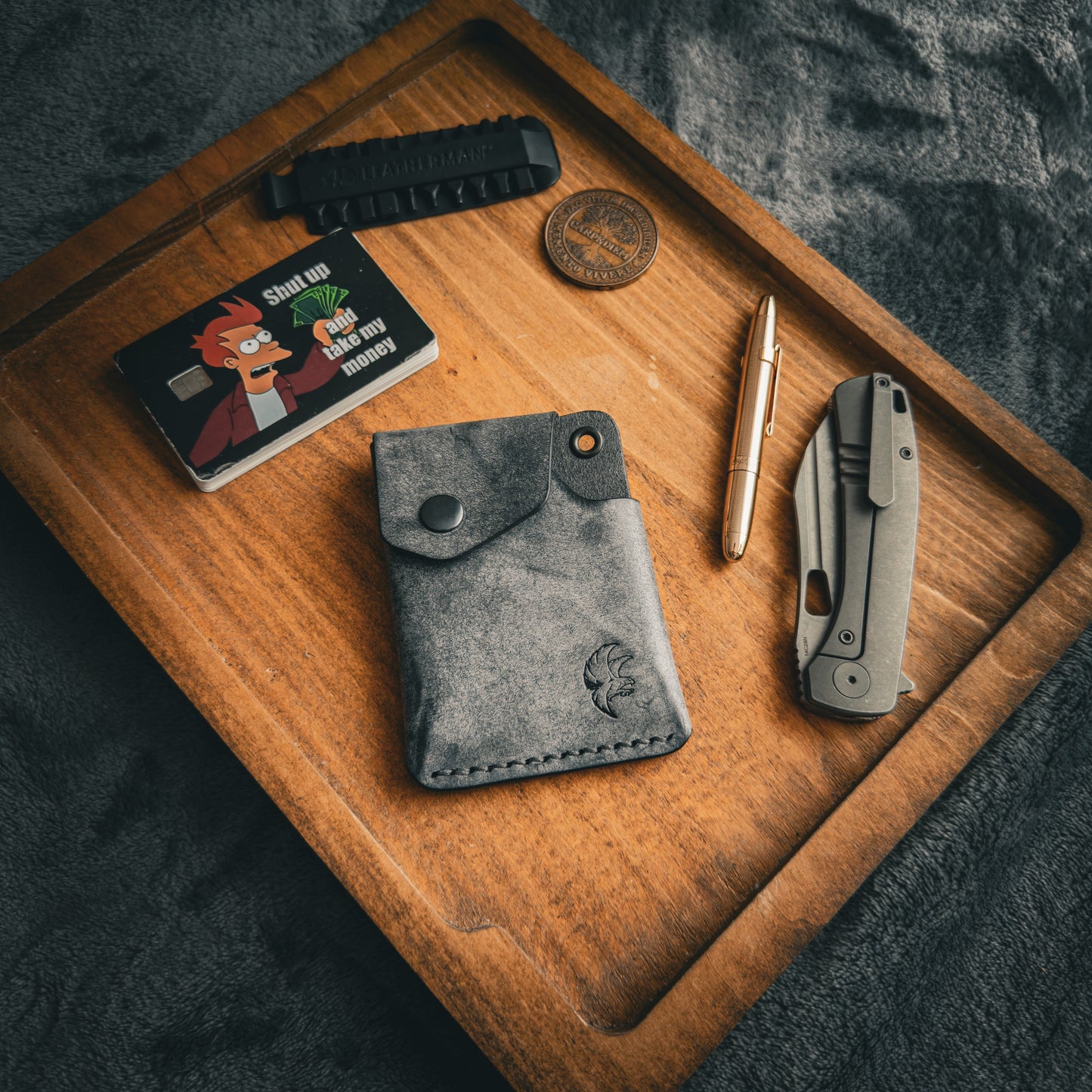 Handgemachte minimalistische Lederbrieftasche