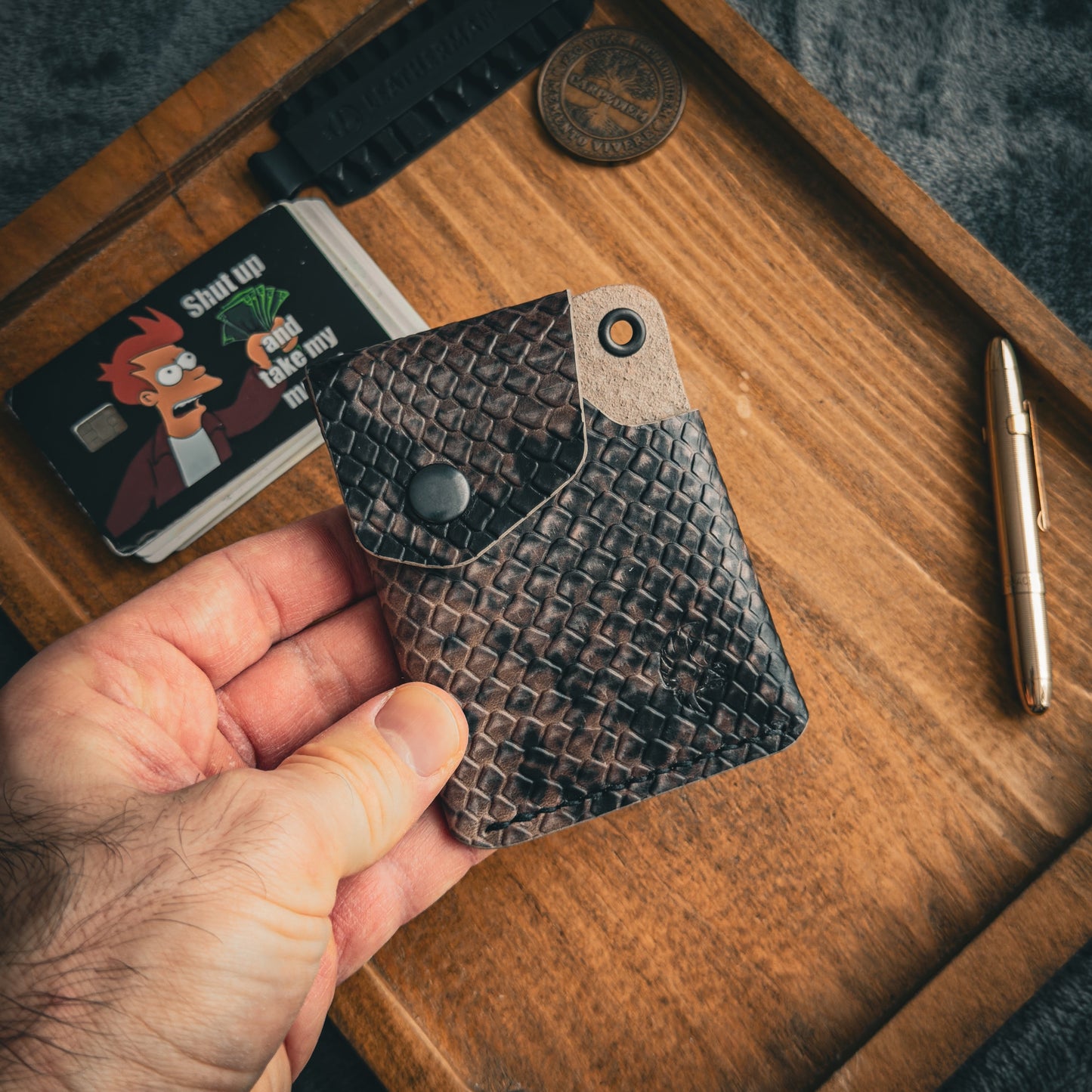 Handgemachte minimalistische Lederbrieftasche