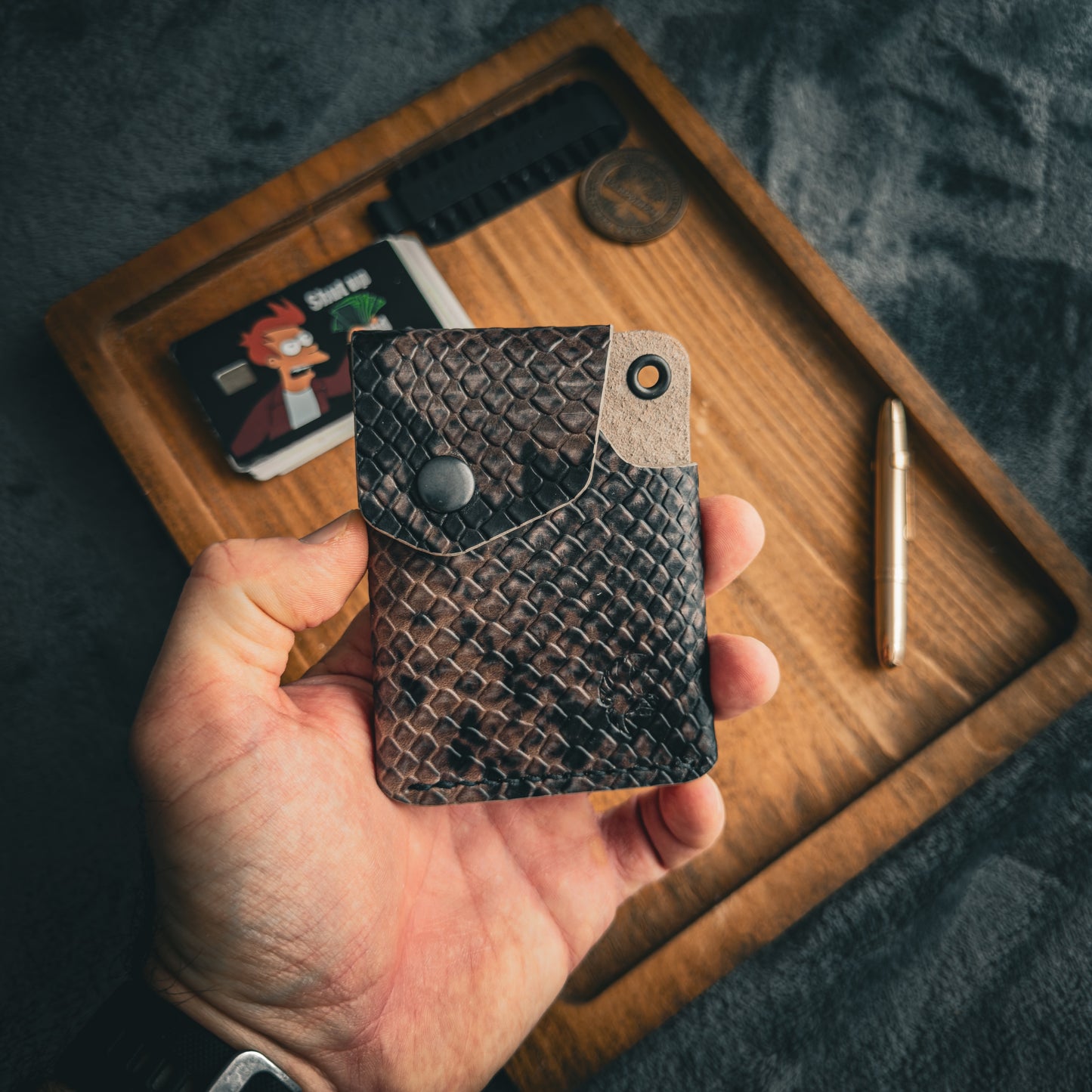 Handgemachte minimalistische Lederbrieftasche