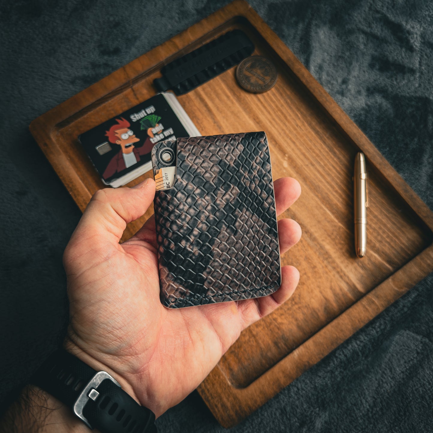 Handgemachte minimalistische Lederbrieftasche