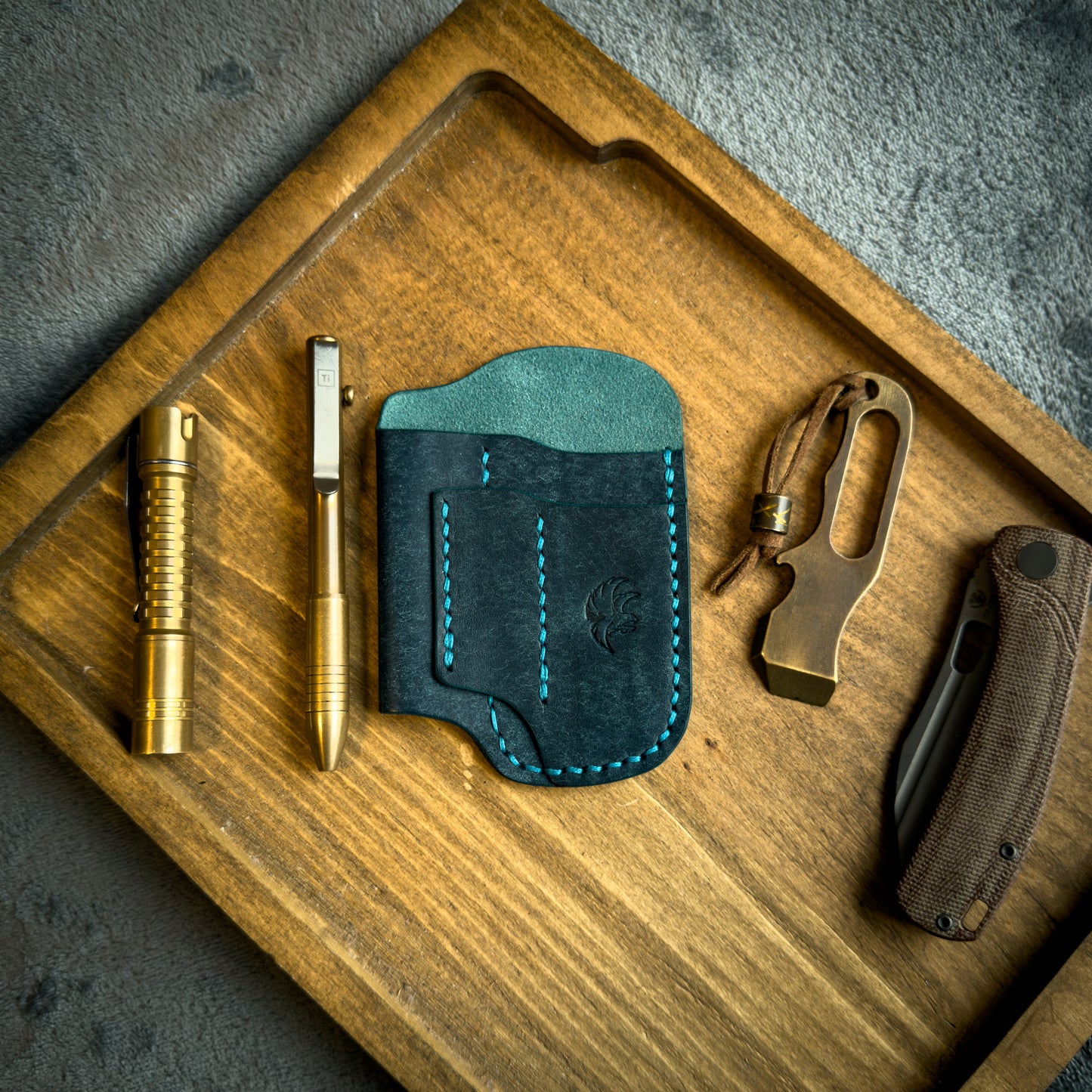 Navy Blue Pueblo Leather Edc Pocket Organizer