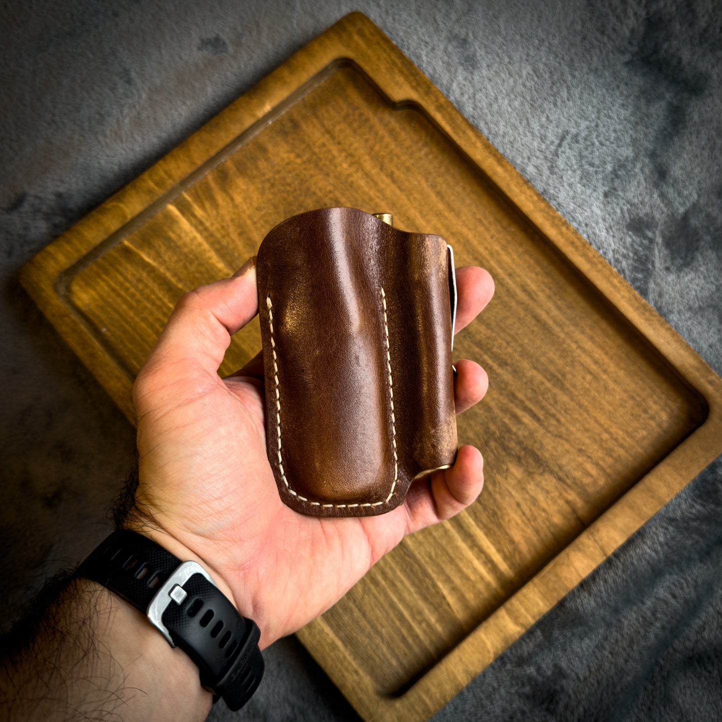 American Walnut (Brown) Leather Edc Pocket Organizer