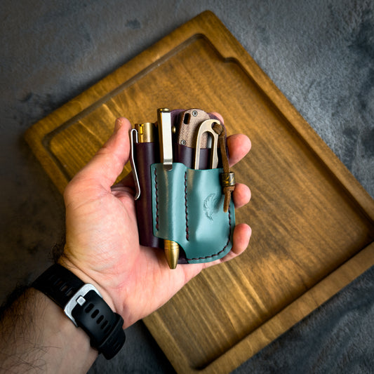 Purple & Teal Leather Edc Pocket Organizer