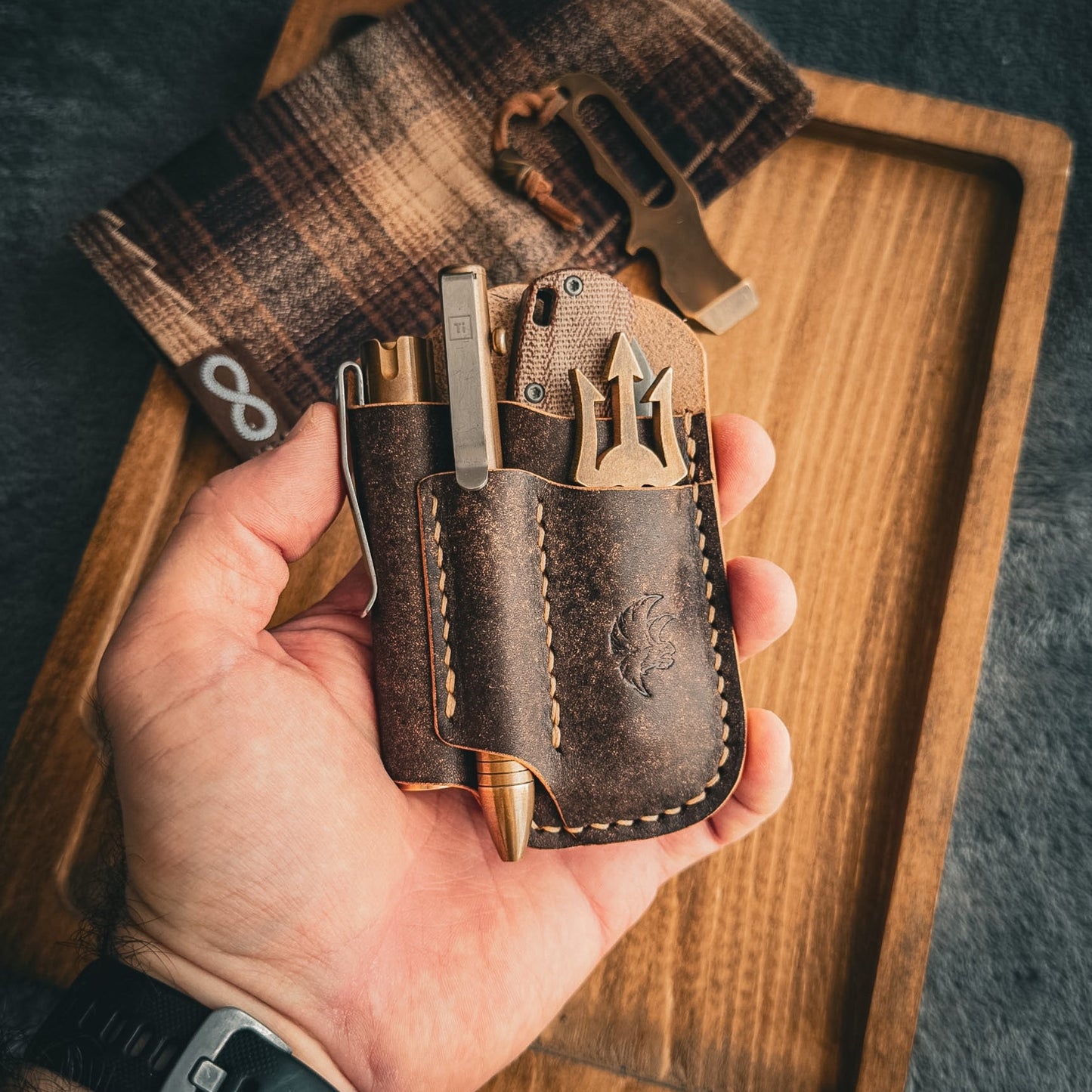 Brown Leather Edc Pocket Organizer (Badalassi Carlo “Habana” Leather)