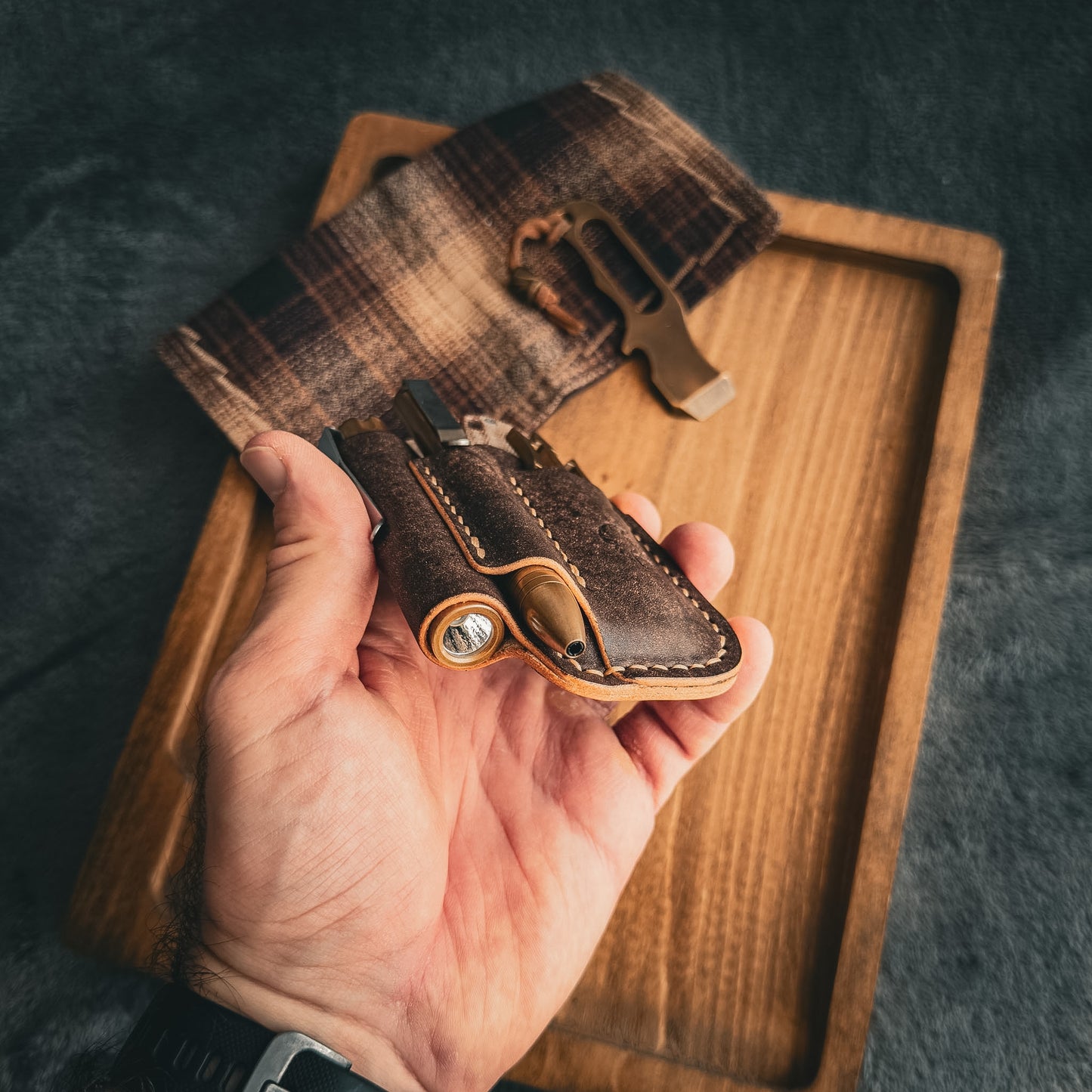 Brown Leather Edc Pocket Organizer (Badalassi Carlo “Habana” Leather)
