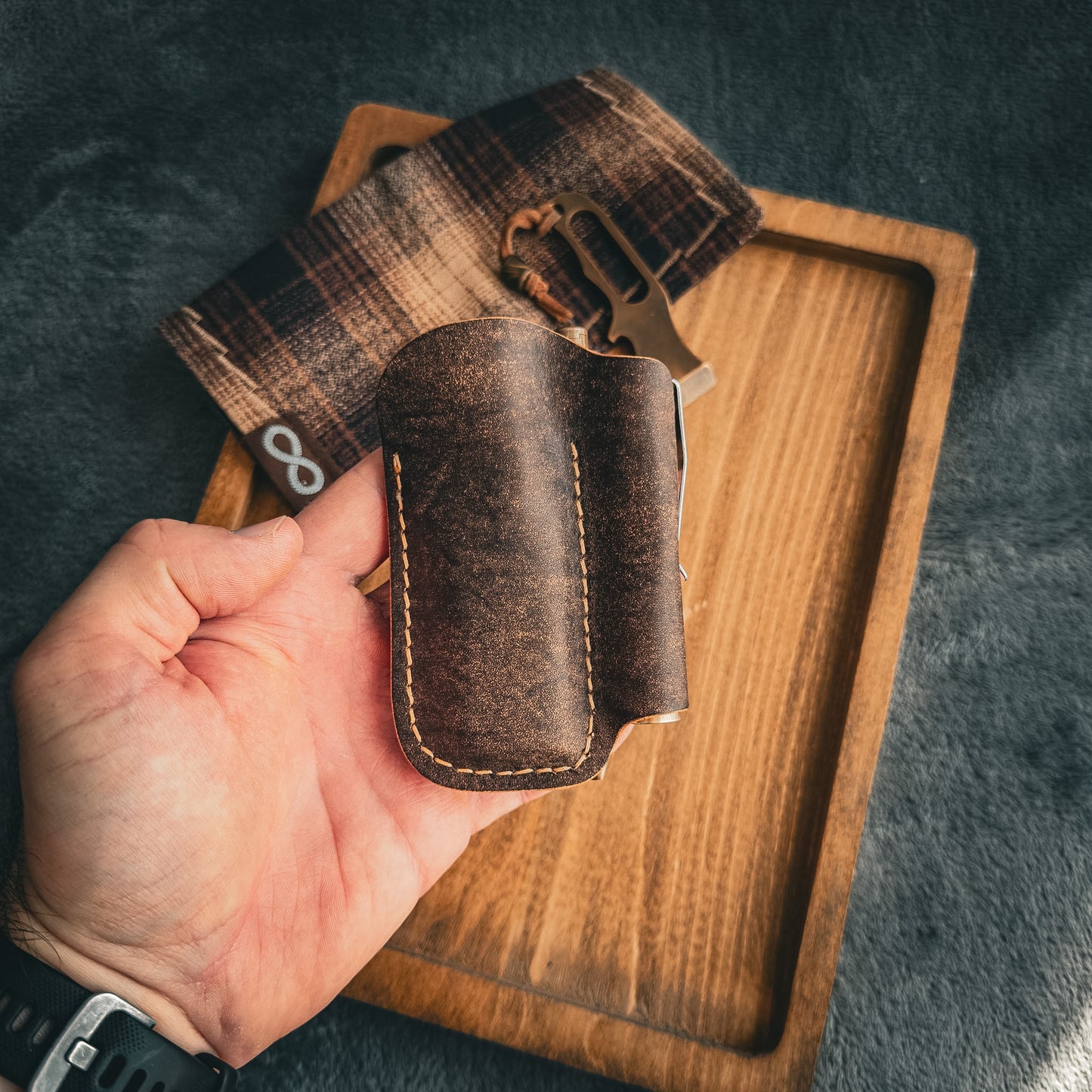 Brown Leather Edc Pocket Organizer (Badalassi Carlo “Habana” Leather)