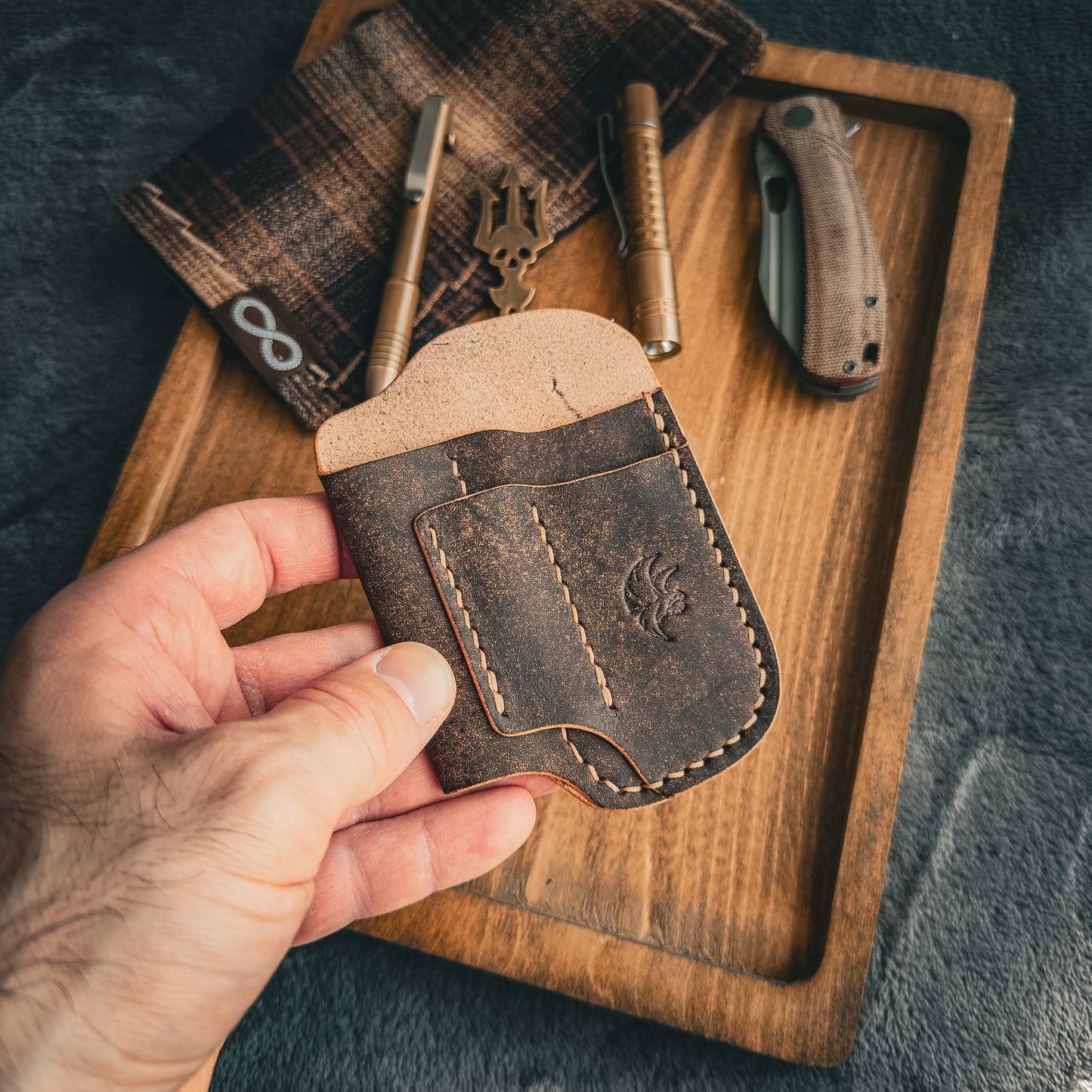 Brown Leather Edc Pocket Organizer (Badalassi Carlo “Habana” Leather)