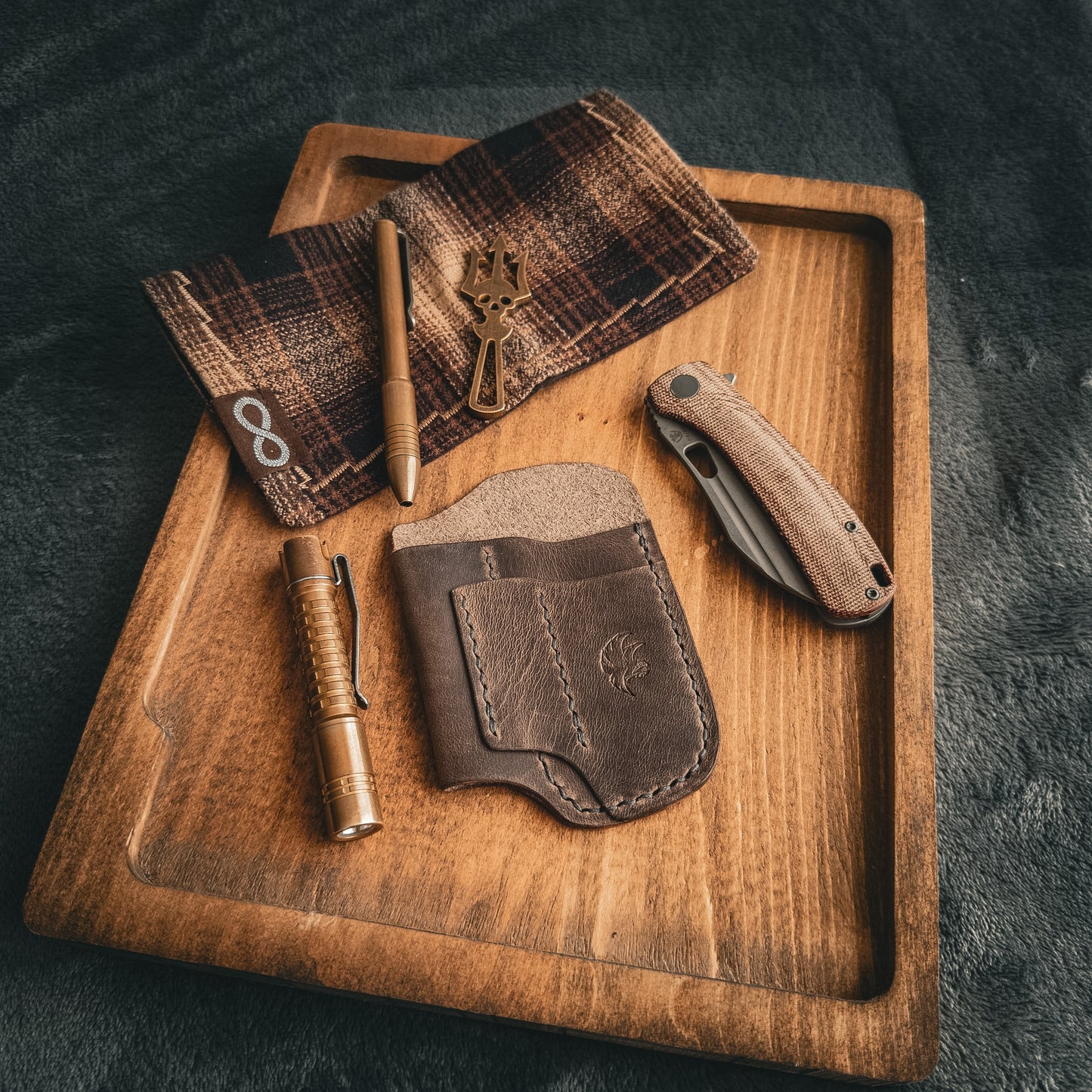 Grey Leather Edc Pocket Organizer (Tempesti Baku Leather)