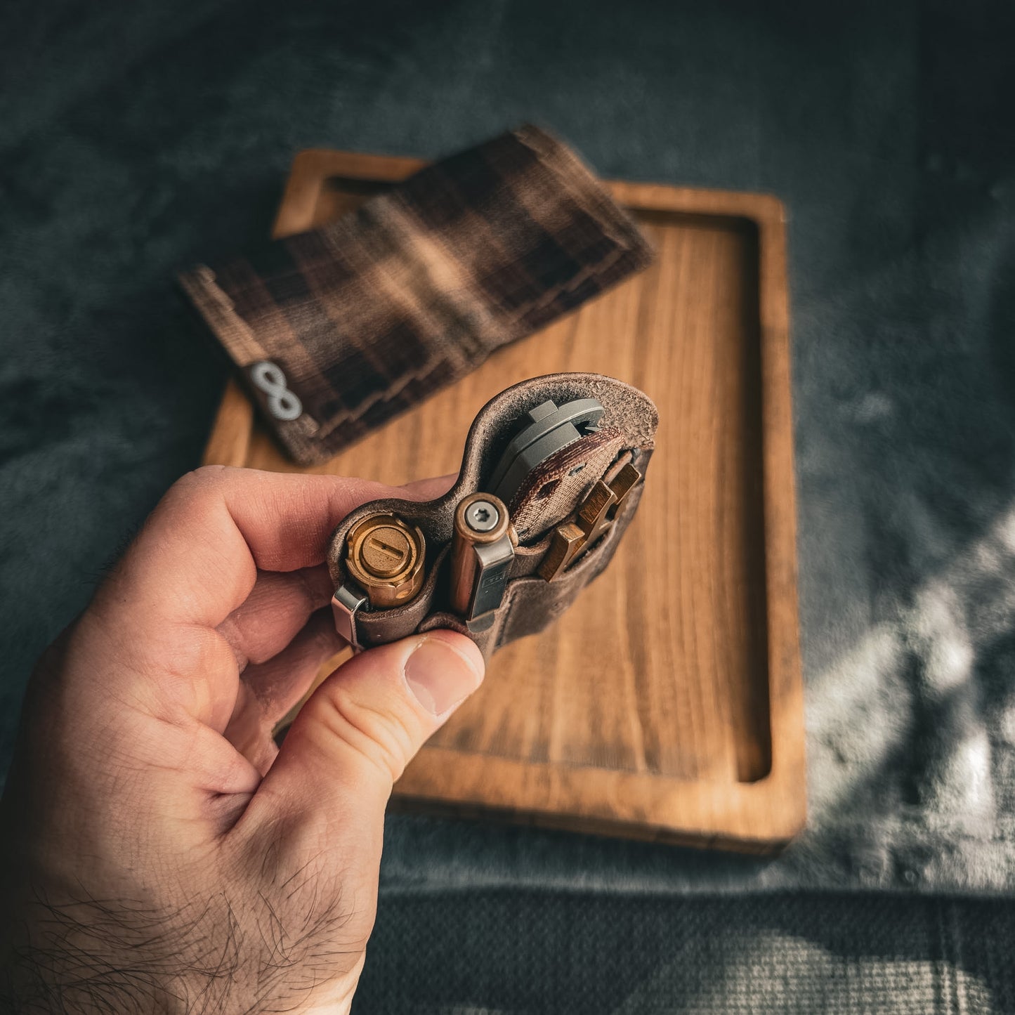 Grey Leather Edc Pocket Organizer (Tempesti Baku Leather)