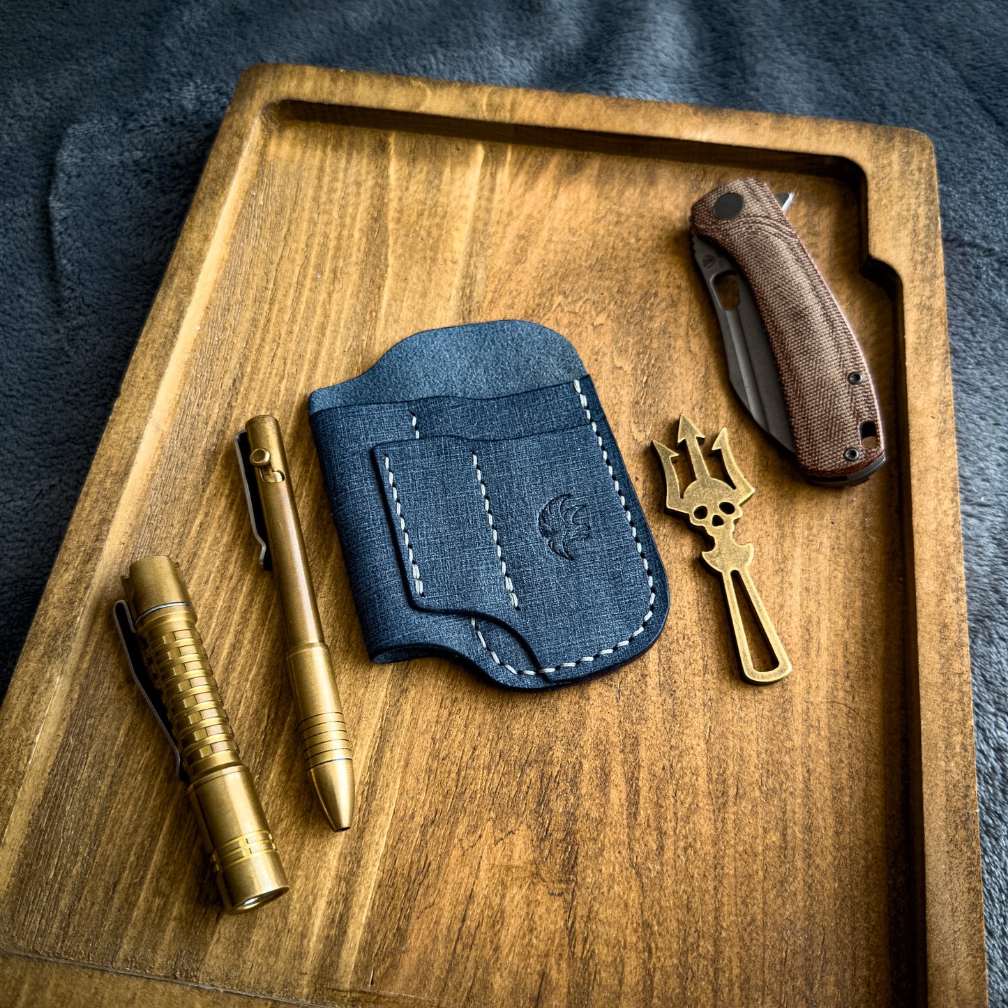 Navy Textured Leather Edc Pocket Organizer