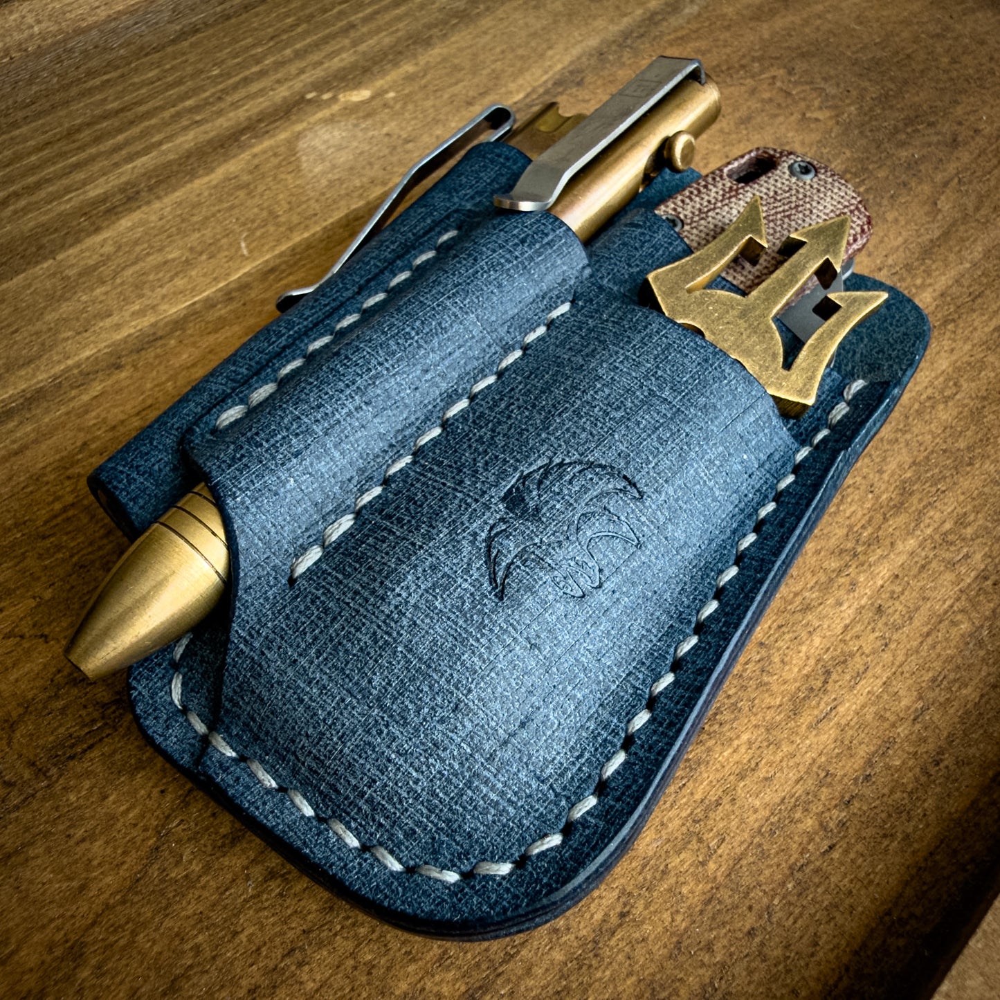 Navy Textured Leather Edc Pocket Organizer