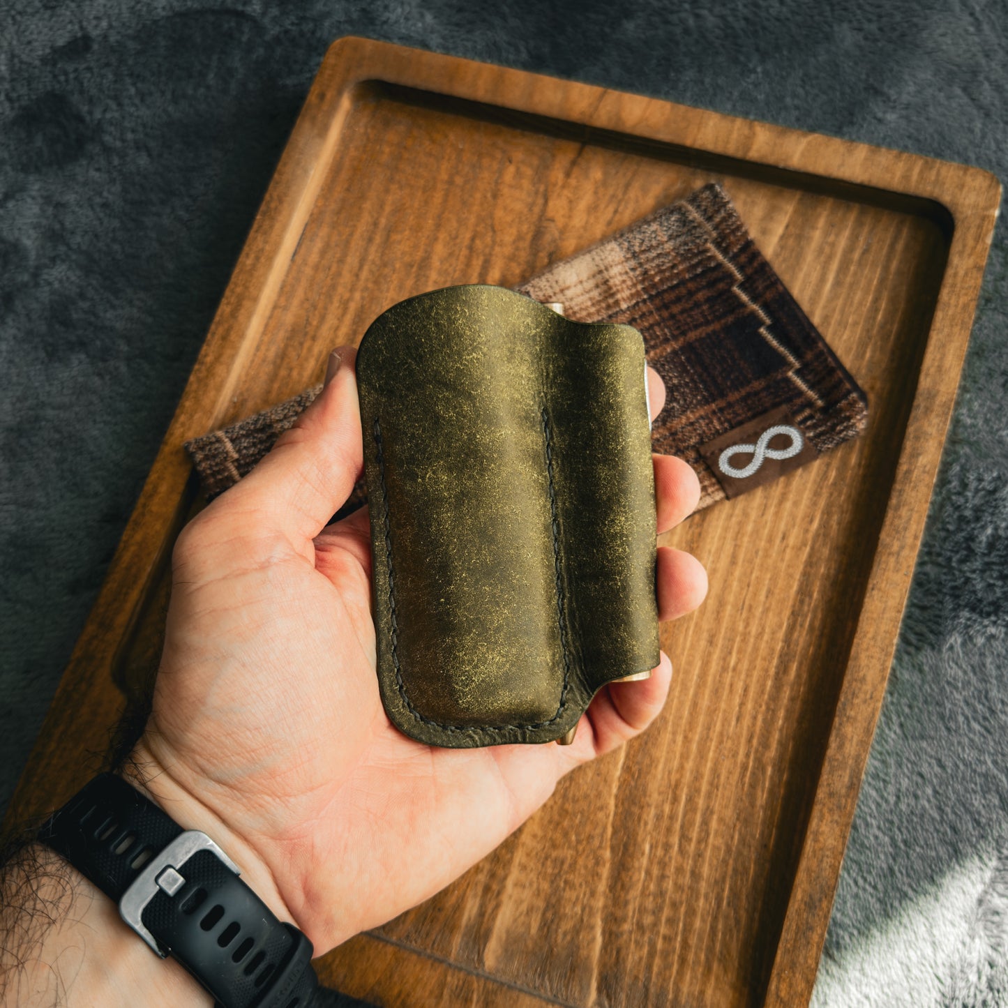 Olive Pueblo & Brown Leather Edc Pocket Organizer