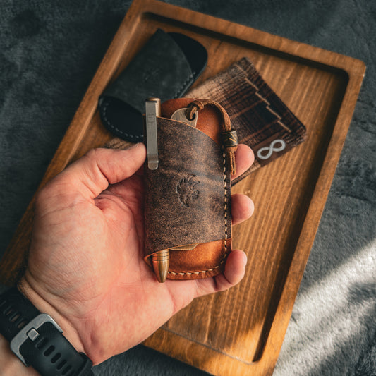 EDC-Taschen-Organizer (natürliches Buttero- und Appaloosa-Sky-Leder)