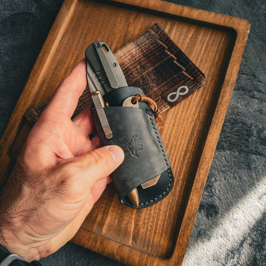 EDC-Taschen-Organizer (natürliches Buttero- und Appaloosa-Sky-Leder)