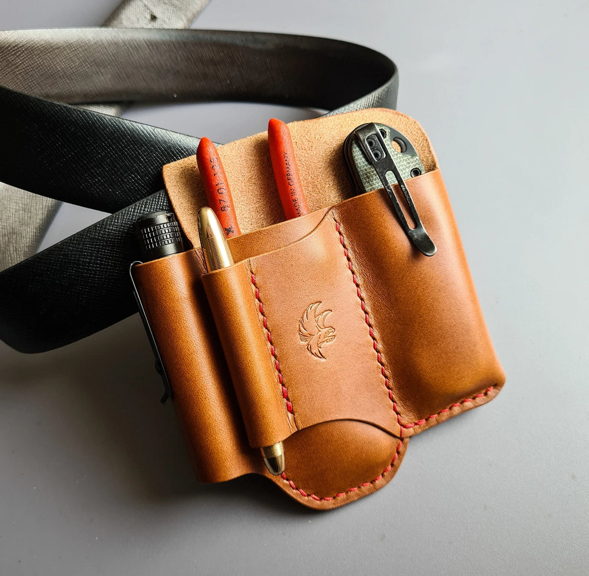 Leather EDC Belt Organizer | Handmade Full Grain Leather Tool & Knife Holder