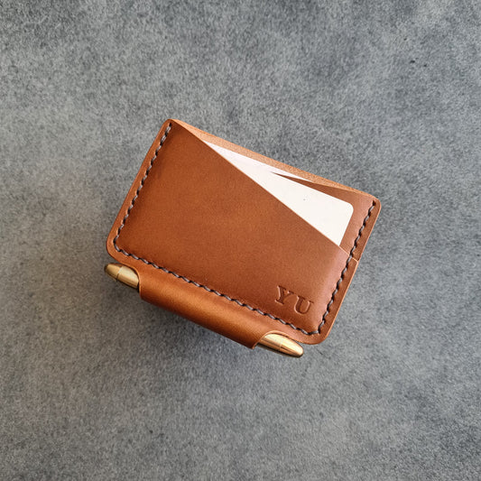 Personalized Minimalist Leather Wallet With Pen Slot