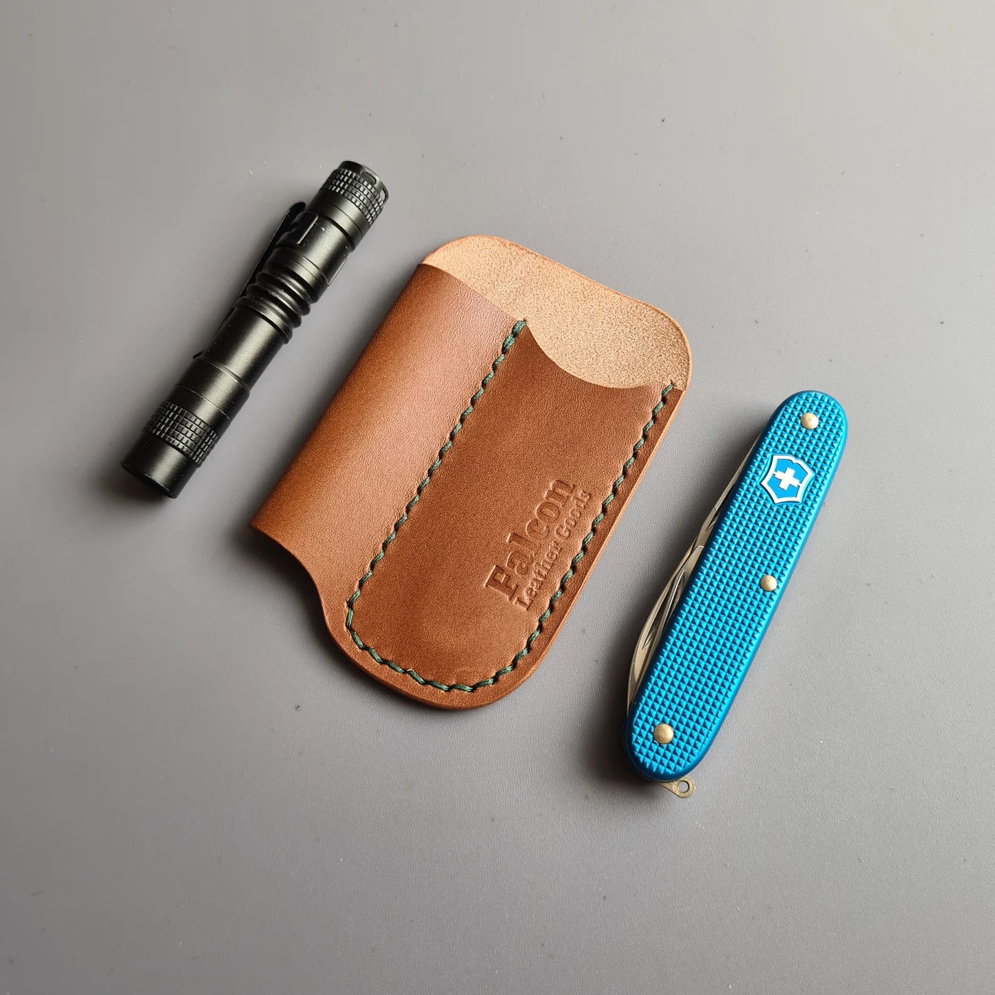 Flashlight & Knife Leather Sheath