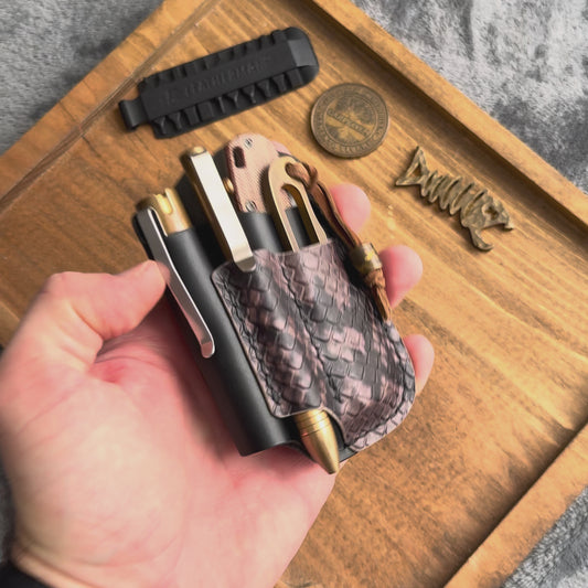 Black & Python Embossed Leather Edc Pocket Organizer
