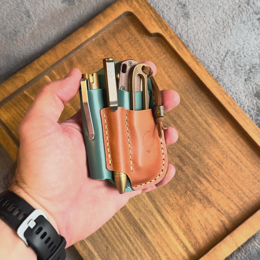 Teal & Tan Leather Edc Pocket Organizer