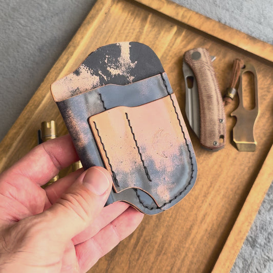 Leather Edc Pocket Organizer - Black Marbled Shell Cordovan