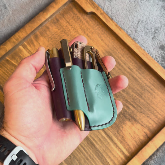 Purple & Teal Leather Edc Pocket Organizer