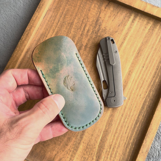Handmade Knife Leather Slip - Green Marbled Shell Cordovan