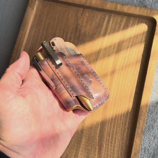 Leather Edc Pocket Organizer - Museum Shell Cordovan