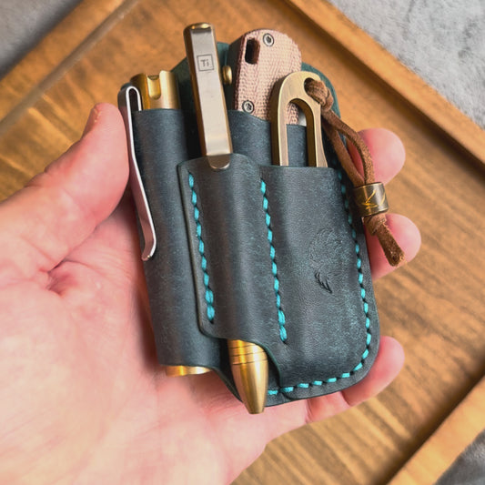 Navy Blue Pueblo Leather Edc Pocket Organizer