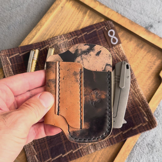 Leather Edc Pocket Organizer - Black Marbled Shell Cordovan
