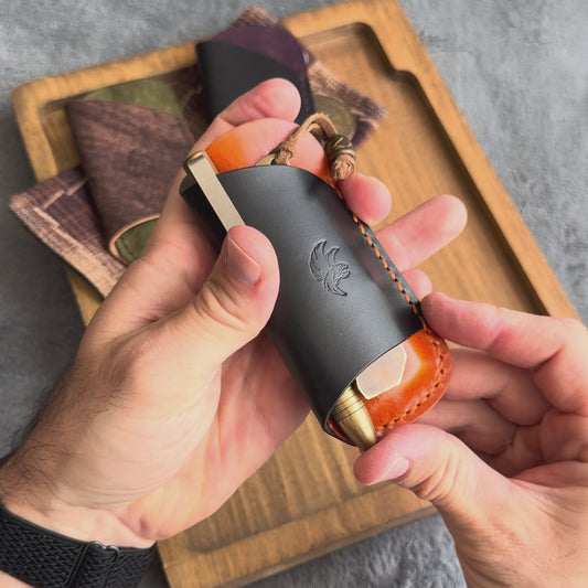EDC Pocket Organizer for Knife, Pen & Prybar Tool - Black & Orange